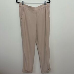 A-K-R-I-S- Women's Elastic Waist Folded Hem Soft Flowy Powder Pink Dress Pants S